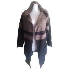 Vici Hooded Brown and Black Color Blocked Duster Womens M/L